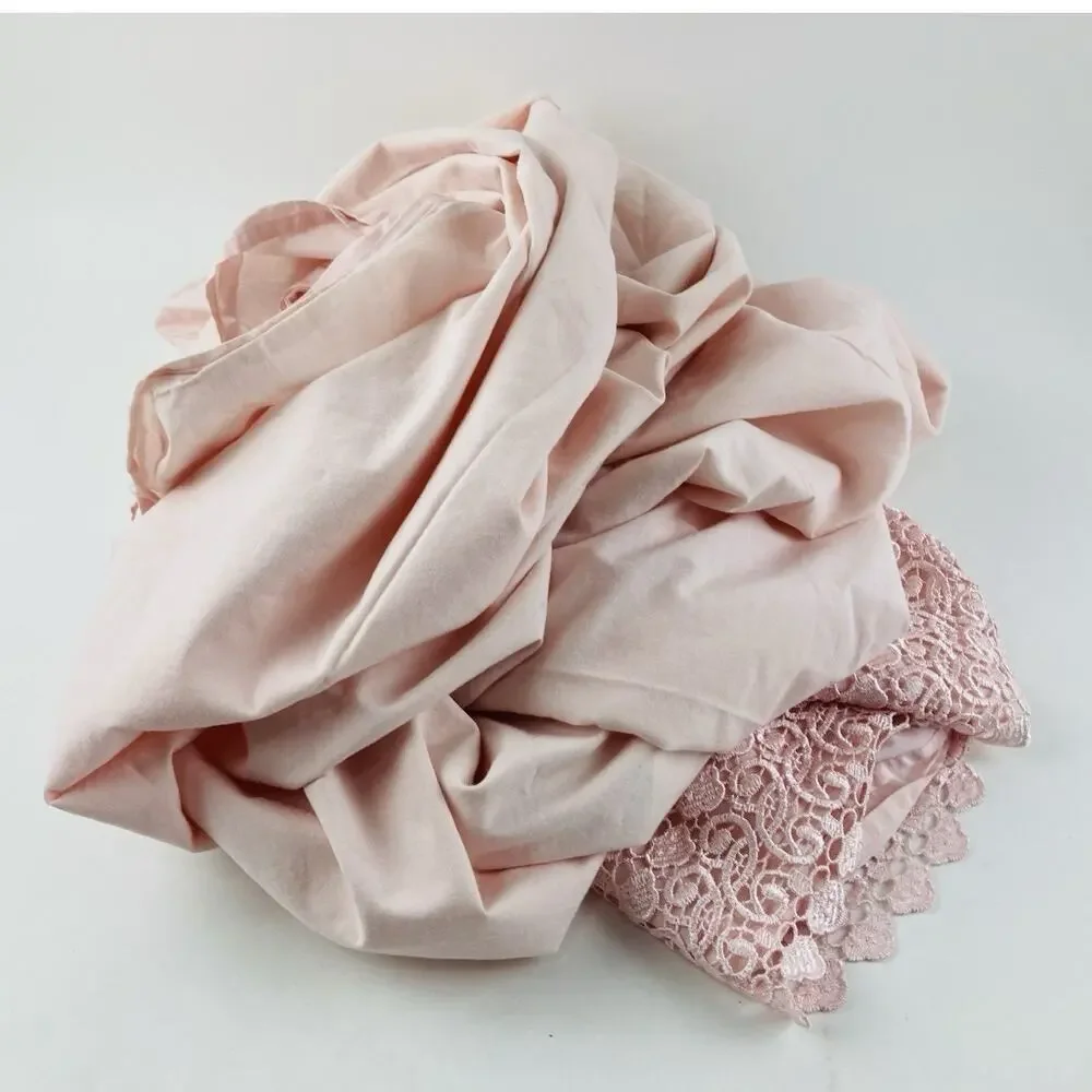 Satin & Lace Pink Flat Sheet Silky rare Feminine Boudoir Girl Single Vanity Room